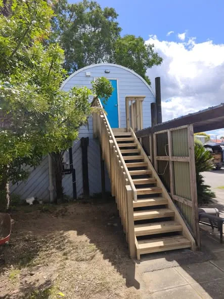 New timber stairs to a Cambridge Air BnB after